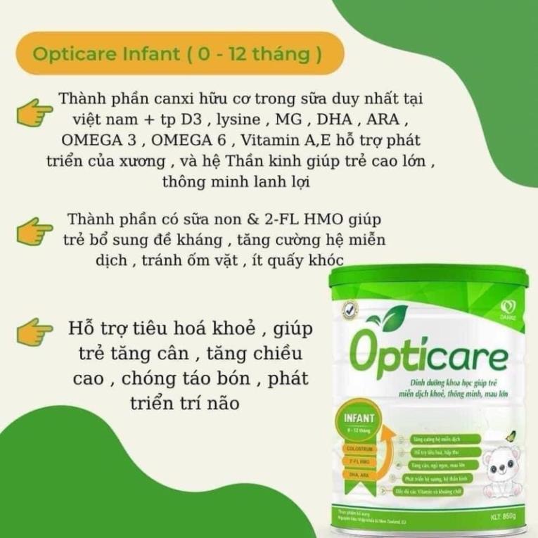 Sữa Opticare 🎁KÈM QUÀ🎁 đủ số Infant/ Pedia/ GrowIQ 380g, 850g Bé Ăn Ngon, Tăng Cân Toàn Diện