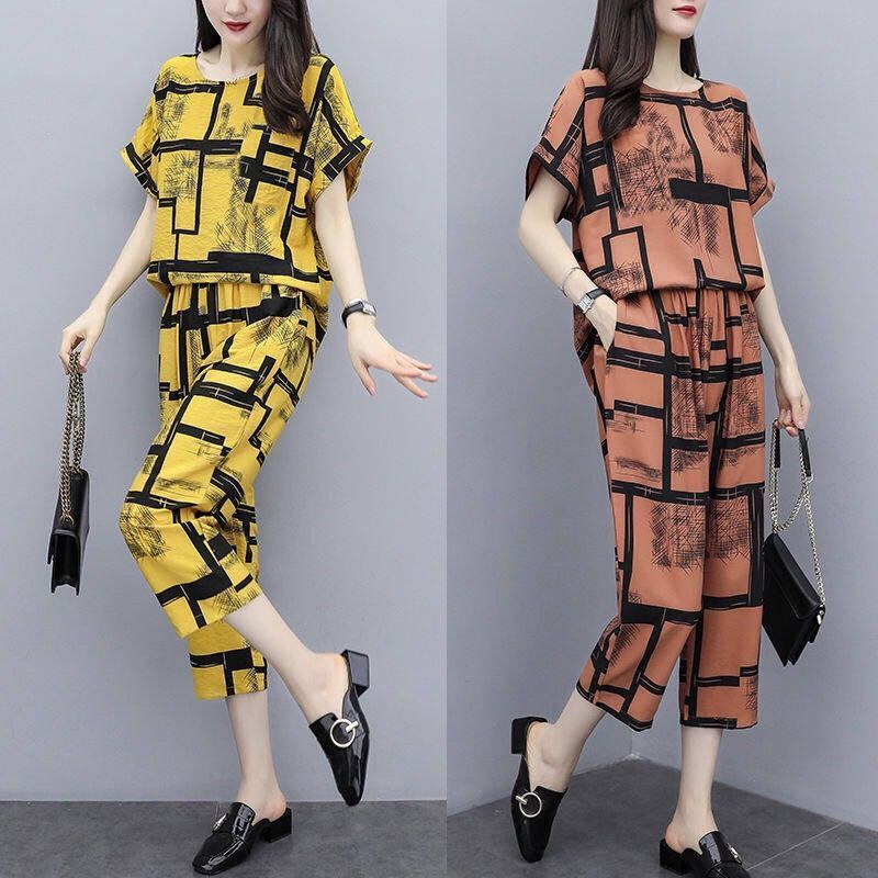 Fashion suits women summer Korean version of large size women's clothing is thin Western style casual loose-fat two-piece pants MM | BigBuy360 - bigbuy360.vn
