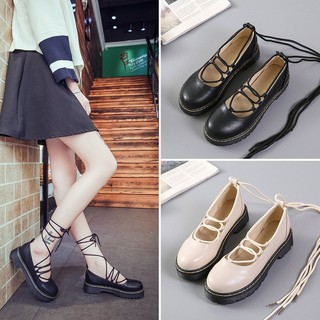 Giày búp bê đề phẳng cột dây ulzzang ( 2 màu )