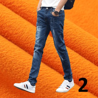 Quần bò xước lót lông