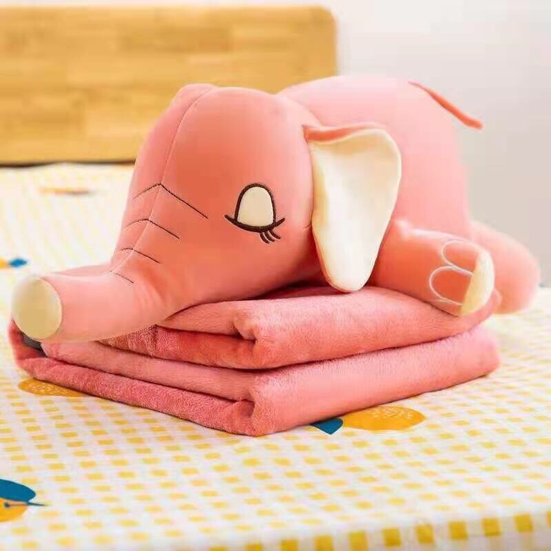 Chăn gối văn phòng hình thú voi xinh, trà sữa, hổ siêu mẫu mới đáng yêu 2in1