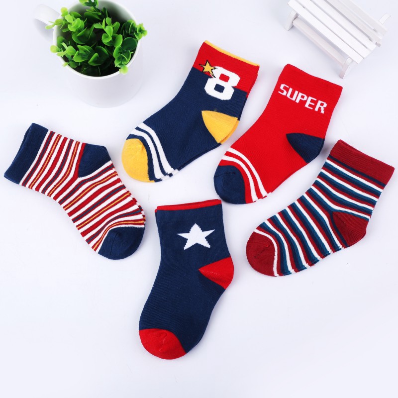 Bộ 5 Đôi Vớ Cotton Họa Tiết Hoạt Hình Cho Bé