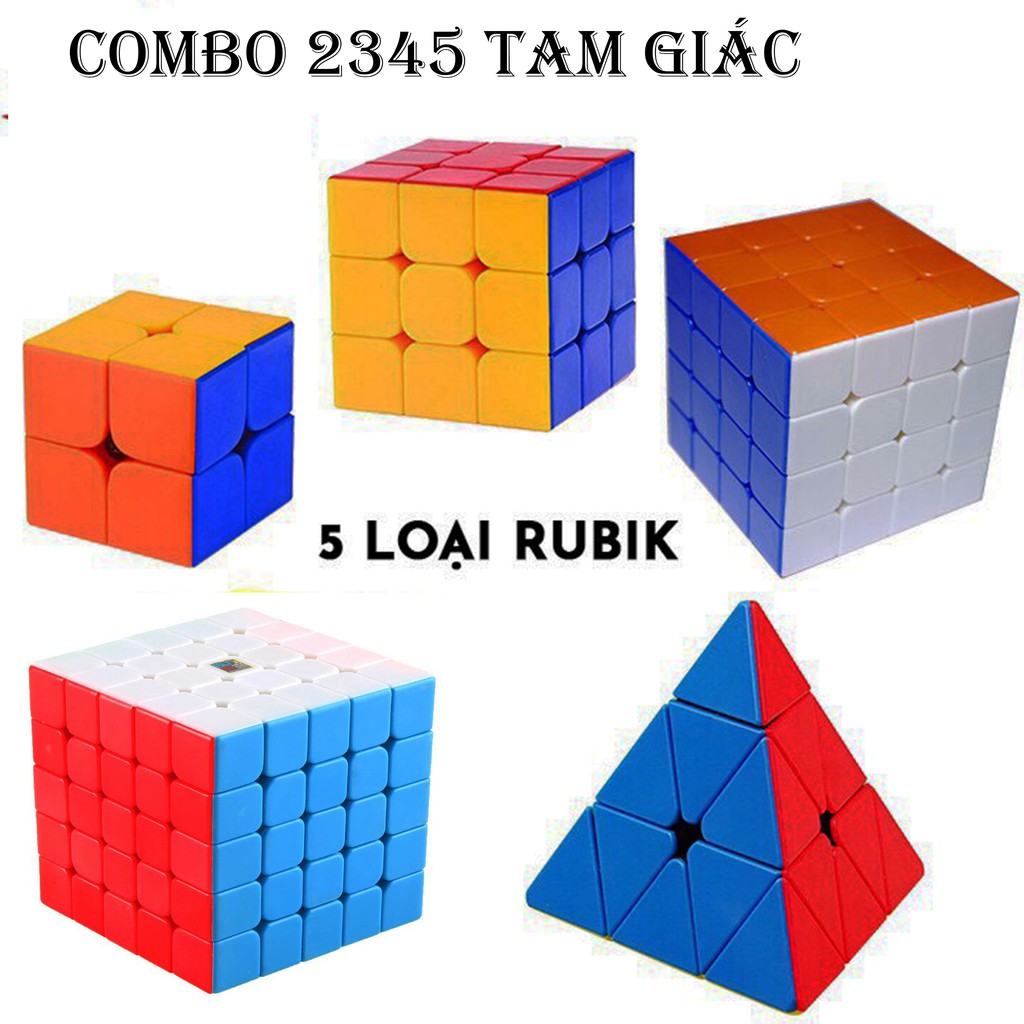 Trọn Bộ 5 Rubik 2x2, 3x3, 4x4, 5x5, Rubik Tam Giác Pyraminx - Combo Bộ 5 Rubik Chất Lượng Cao