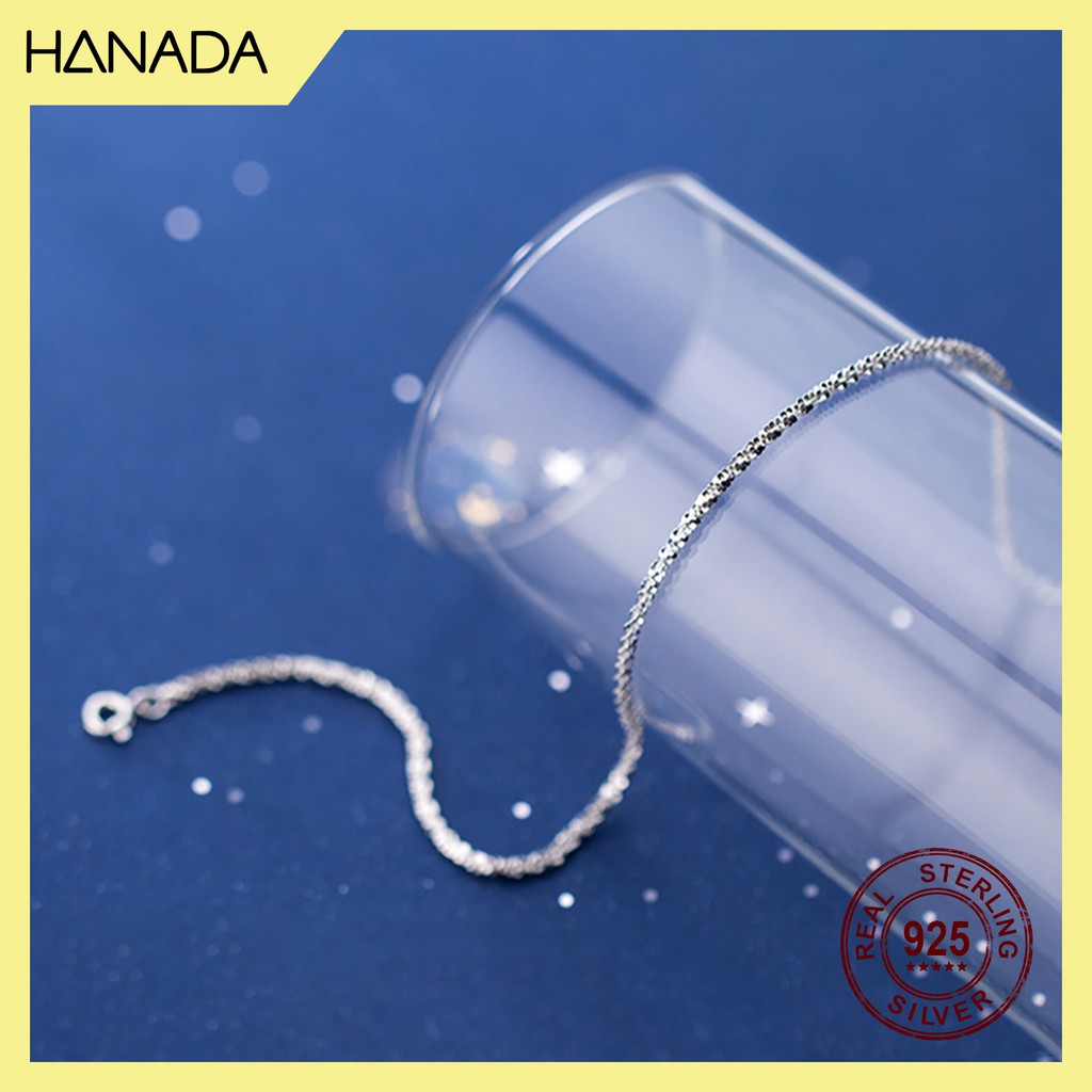 Lắc Chân Bạc 925 Hanada Dày Dặn Sáng Lấp Lánh Vòng Chân Trơn Đơn Giản 0215