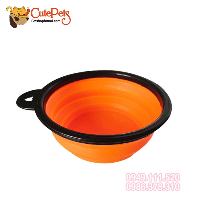 Bát ăn du lịch có thể gấp gọn kèm móc treo - Đồ thú cưng- petshophanoi