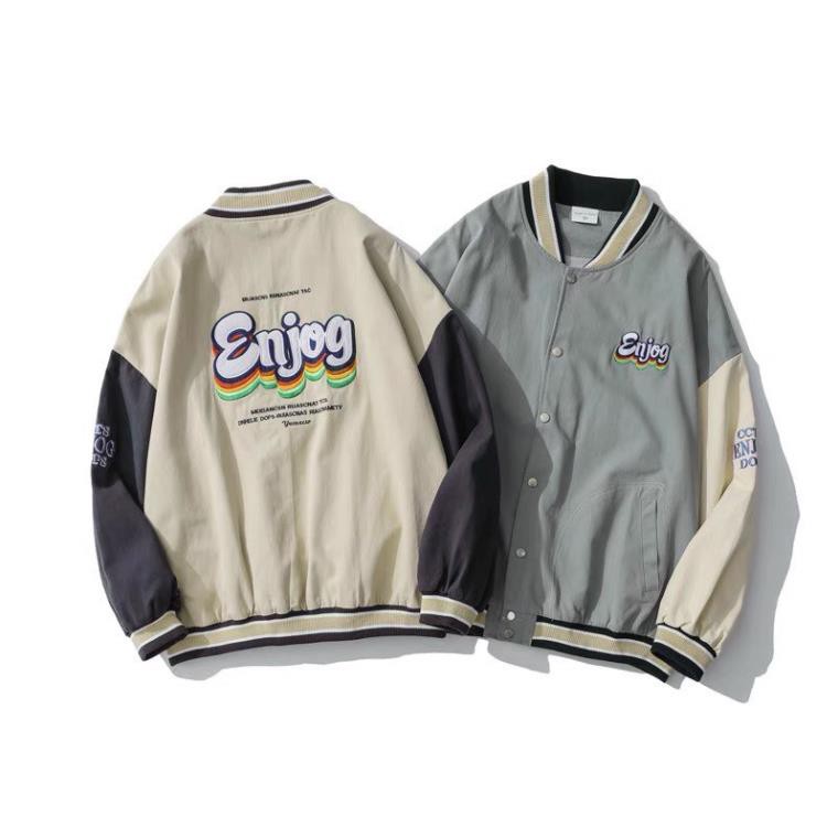 Áo khoác dù bomber unisex bóng chày form rộng Enjoy nam nữ siêu phẩm của năm