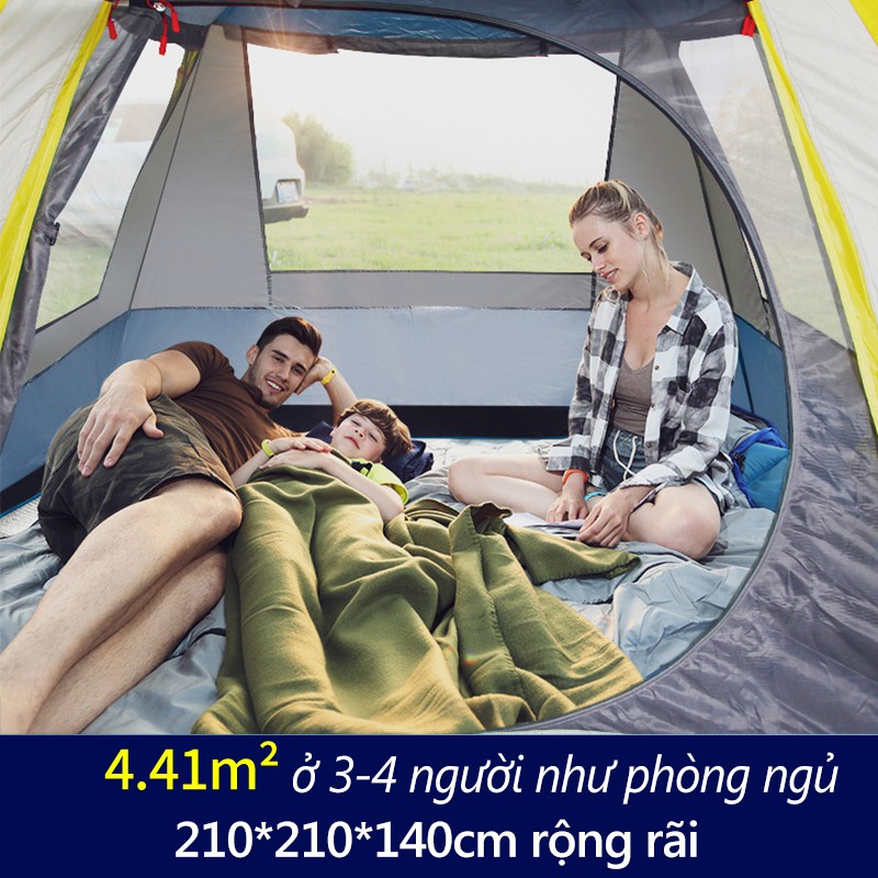 FU79GR  Lều cắm trại cỡ lớn 3-4 người picnic tự động, 1 cửa chính 3 cửa sổ, chống nắng mưa hiệu quả superbank908
