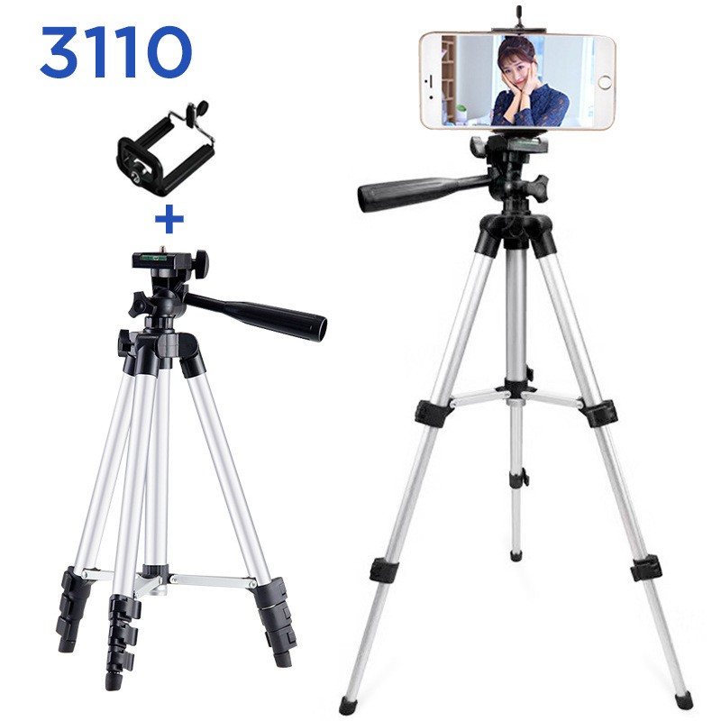 Giá kẹp điện thoại Tripods 3110 chất liệu nhôm, 3 nấc điều độ cao linh hoạt, bảo hành 3 tháng