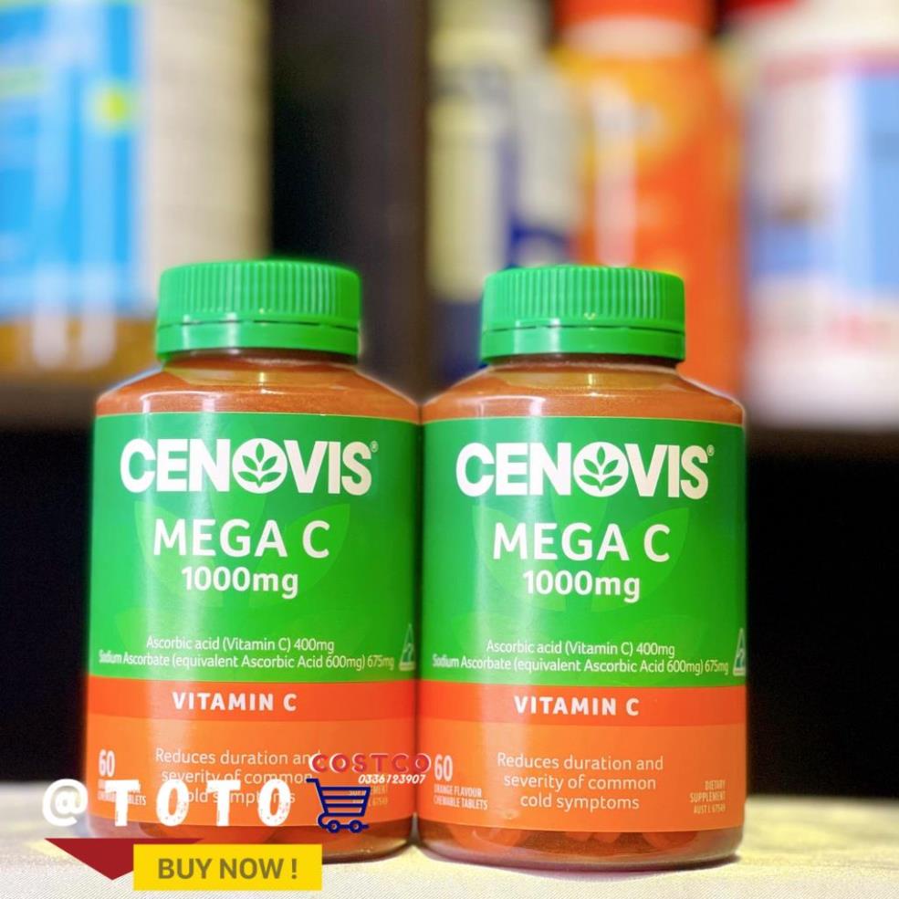 [CHÍNH HÃNG] Viên Nhai Vitamin C Cenovis Mega C 1000mg 60 viên - ÚC [giúp bổ sung vitamin C cho chế độ dinh dưỡng]