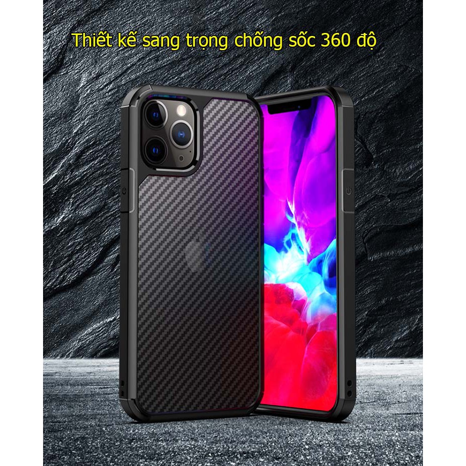 [XẢ HÀNG]Ốp lưng iPhone 12 pro max chống sốc cao cấp vân carbon 3D