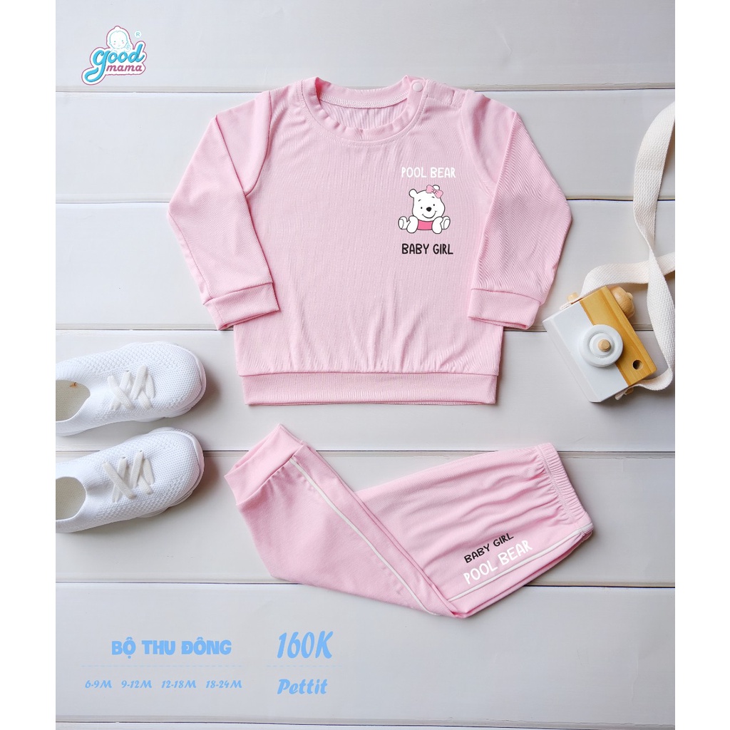 [Chính Hãng] Bộ quần áo dài tay khuy vai petit pool bear trẻ em Good Mama
