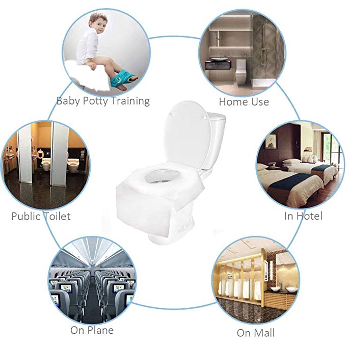Bộ 10 khăn lót toilet dùng 1 lần tiện dụng mang theo du lịch &amp; cho bé tập đi vệ sinh