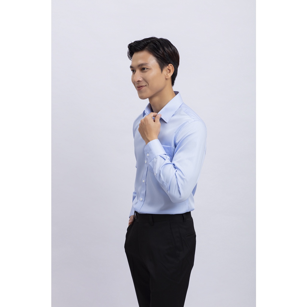Áo sơ mi nam dài tay Slimfit xanh biển trơn
