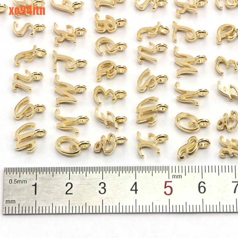 CHARMS Bộ 26 Mặt Dây Chuyền Hình Chữ Cái A-Z Màu Vàng