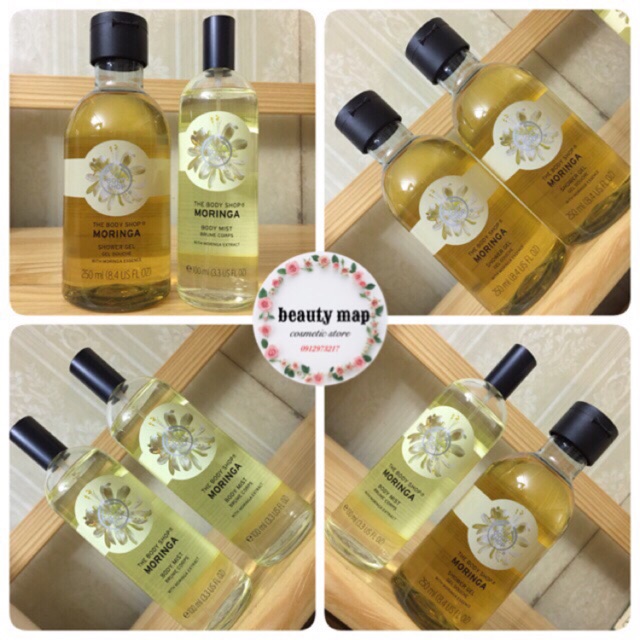 Set Gel tắm + Body mist The Body Shop Moringa