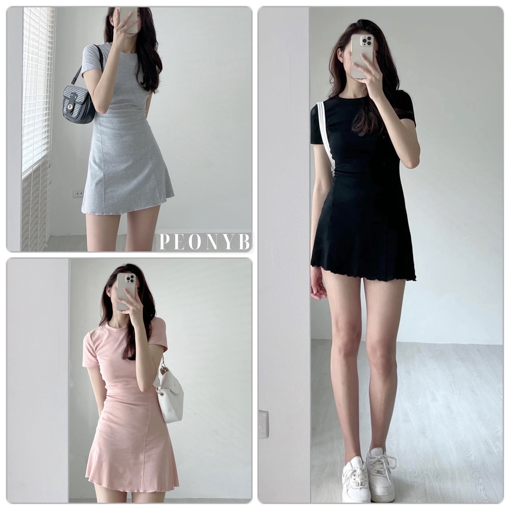 Váy Cộc Tay May Viền PEONYB Nữ  🌸 Đầm body dáng ôm tenis vạt bèo tiểu thư, kiểu sporty hàn quốc Ulzzang 🌸