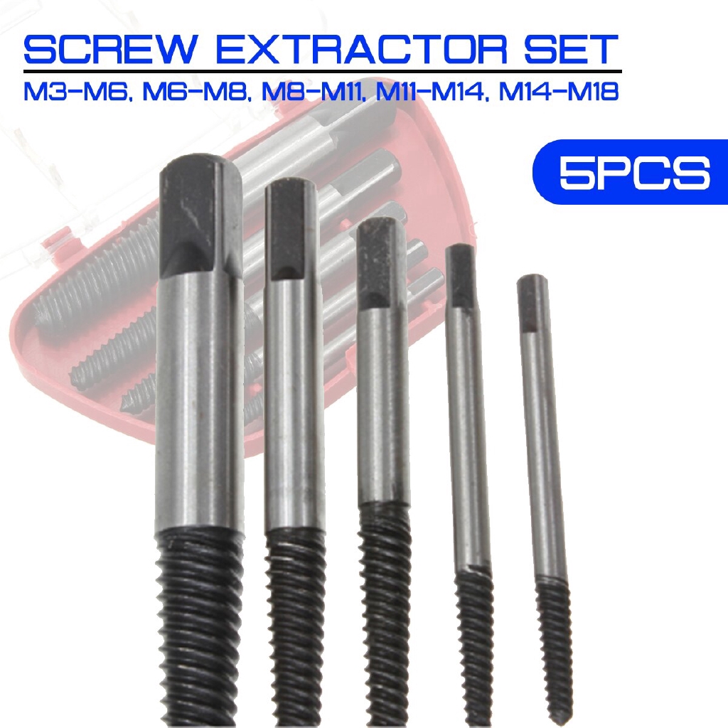 Set 1 Bộ 5 Đầu Mũi Khoan Thép 3Mm-18mm Dùng Để Gỡ Đinh Ốc