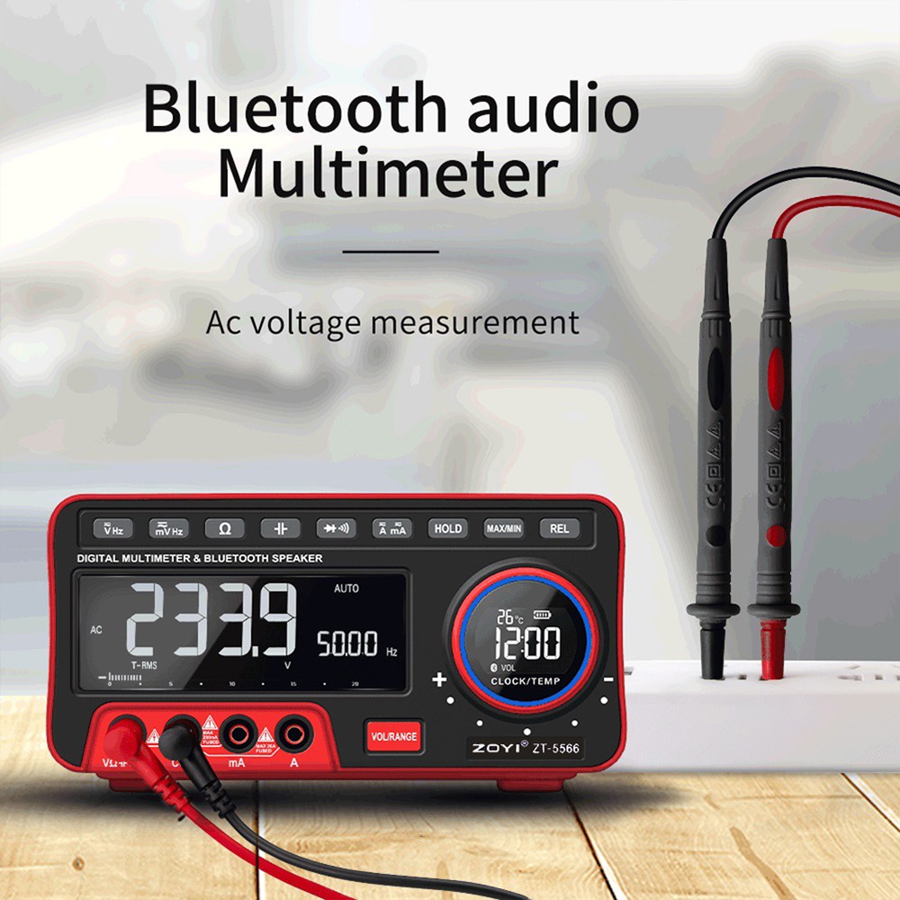 Đồng Hồ Đo Điện Vạn Năng Kèm Loa Bluetooth Không Dây Zoyi Zt-5566 Đo Nhiệt Độ, Tụ Điện Đa Chức Năng, Hàng Chính Hãng