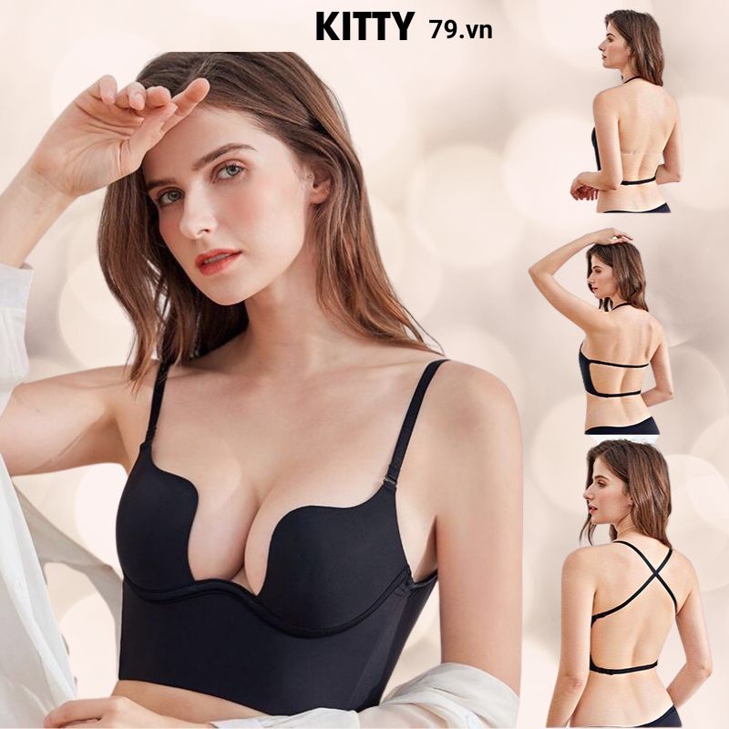 Áo Ngực Khoét Sâu Hở Lưng Chữ U mặc Được Nhiều Kiểu Có Tặng Kèm Dây Trong Hơ Lưng Khoét Sâu KT255