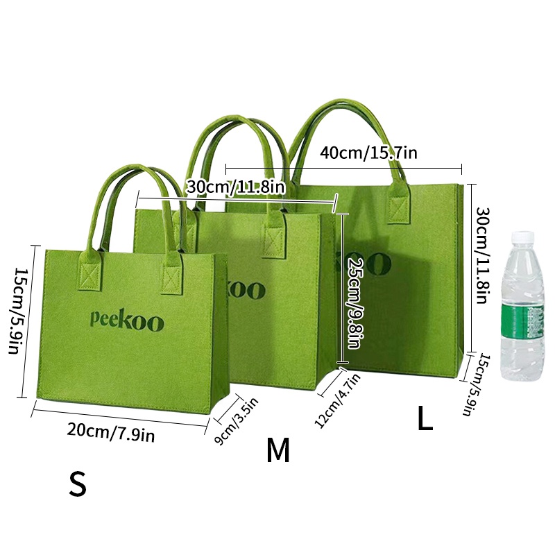 Túi Xách Tote Vải Nỉ Màu Xanh Lá Cây Dung Tích Lớn In Chữ Đơn Giản Cho Nữ