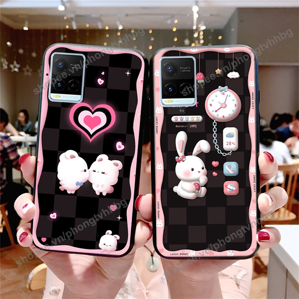Ốp lưng Vivo Y21 / Y21s / Y33s gấu,thỏ trắng , đồng hồ dễ thương cute cực đẹp
