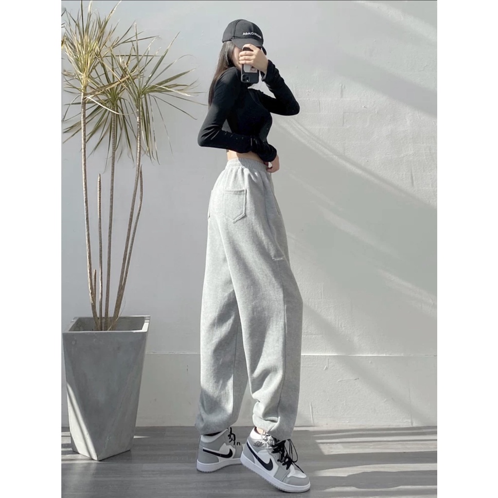 Quần Jogger Nữ Dây Rút Bo Gấu sẵn 3 Màu BOM HOUSE Ullzang Unisex Nam Nữ J6 (klg)
