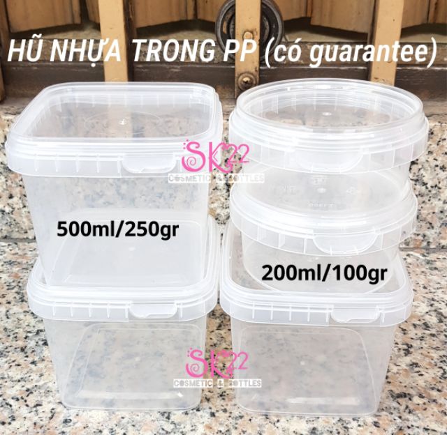 SET 50 HŨ NHỰA VUÔNG TRONG PP 500ml/250gr