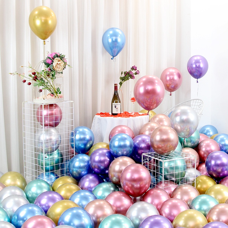 Mix 10 bóng trang trí sinh nhật, trang trí tiệc cưới ( Bóng Siêu Nhũ chrome + Bóng Kim Tuyến Sequin) #TrangTriSinhNhat