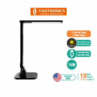 Đèn LED Bảo Vệ Mắt TaoTronics TT-DL01, 14W, 4 chế độ sáng, 5 mức sáng, hẹn giờ - Hãng Phân Phối Chính Thức