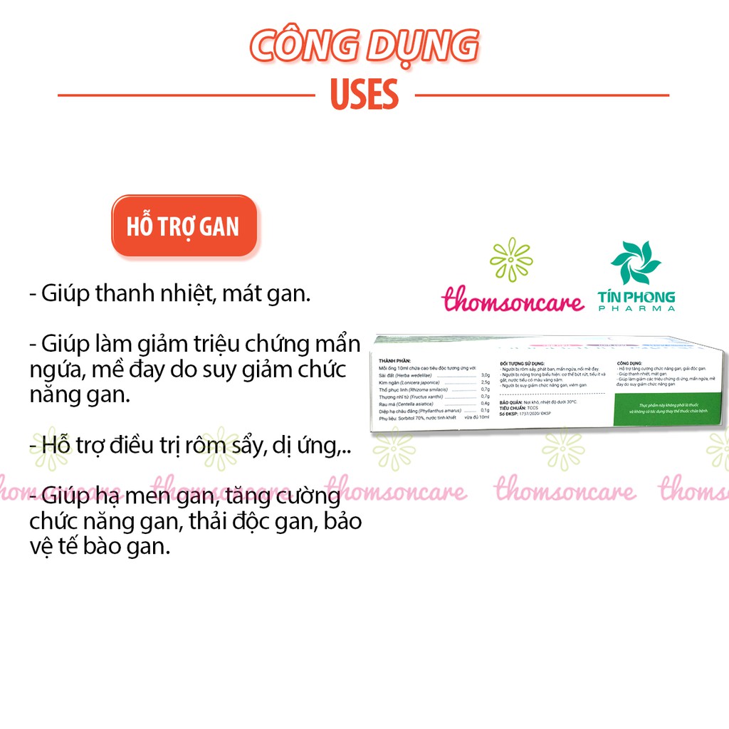 Siro Tiêu độc Tín Phong hộp 18 ống dễ uống cho trẻ - hỗ trợ mát gan, thanh nhiệt, ngăn ngừa rôm sảy cho bé