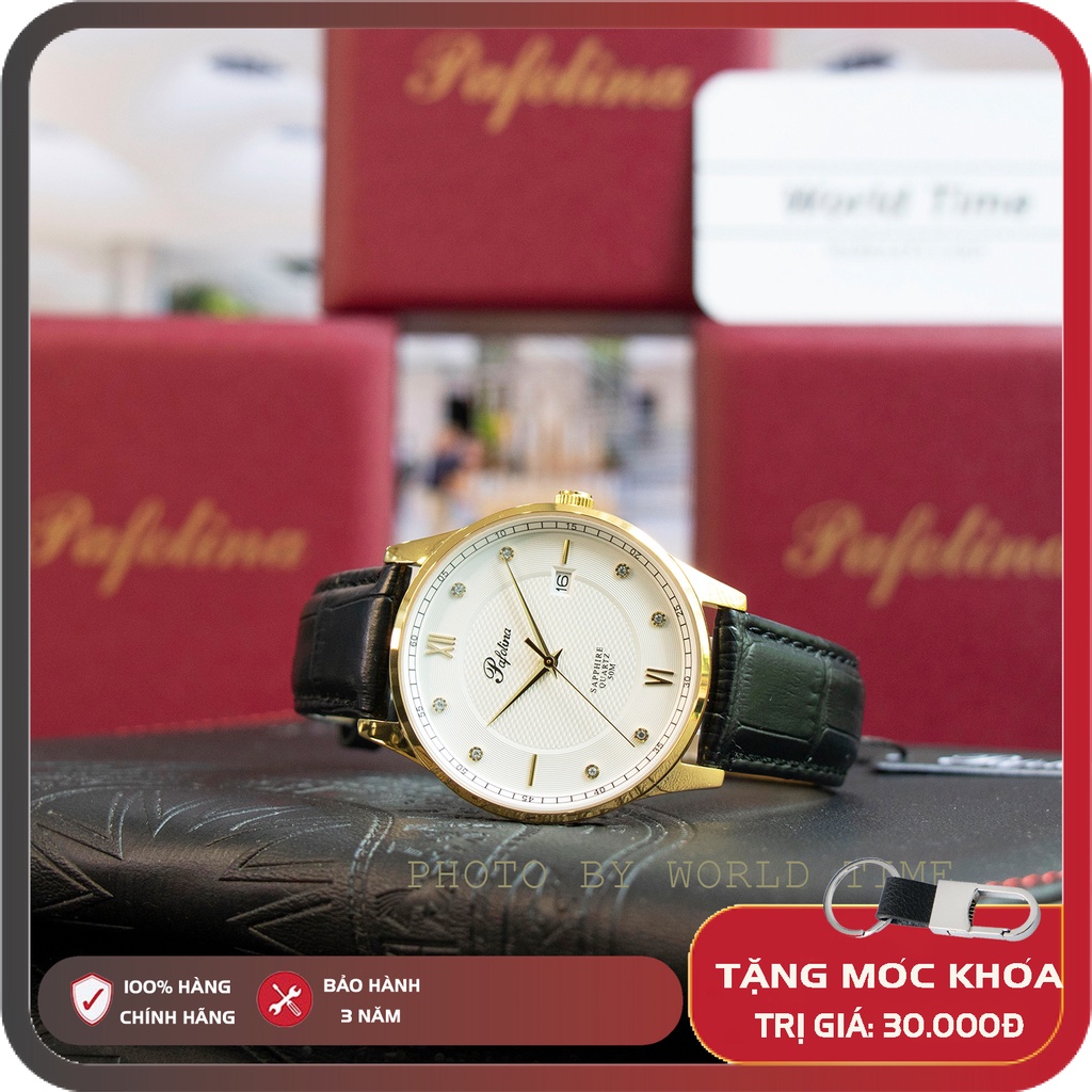 Đồng Hồ Nam dây da pafolina 5034m   Sapphire Chống Xước , Chống Nước