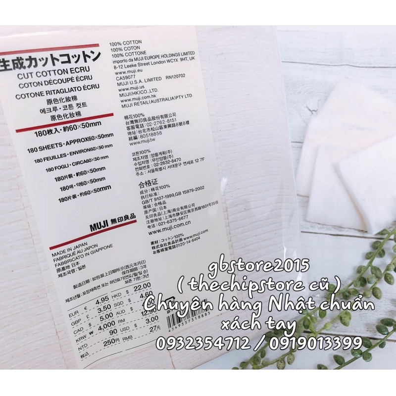 ( Hàng Nhật chuẩn 100%, đủ bill ) Bông tẩy trang tách lớp Muji Cotton