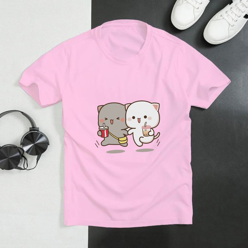 áo thun bé gái mèo dễ thương cotton co giản thoải mái nhiều màu đủ size