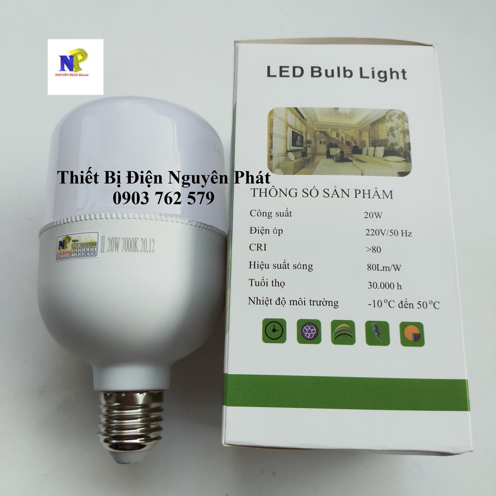 Bóng Đèn Led 20W E27 Kín Nước (Ánh Sáng Trắng/vàng) - Tiết Kiệm Năng Lượng