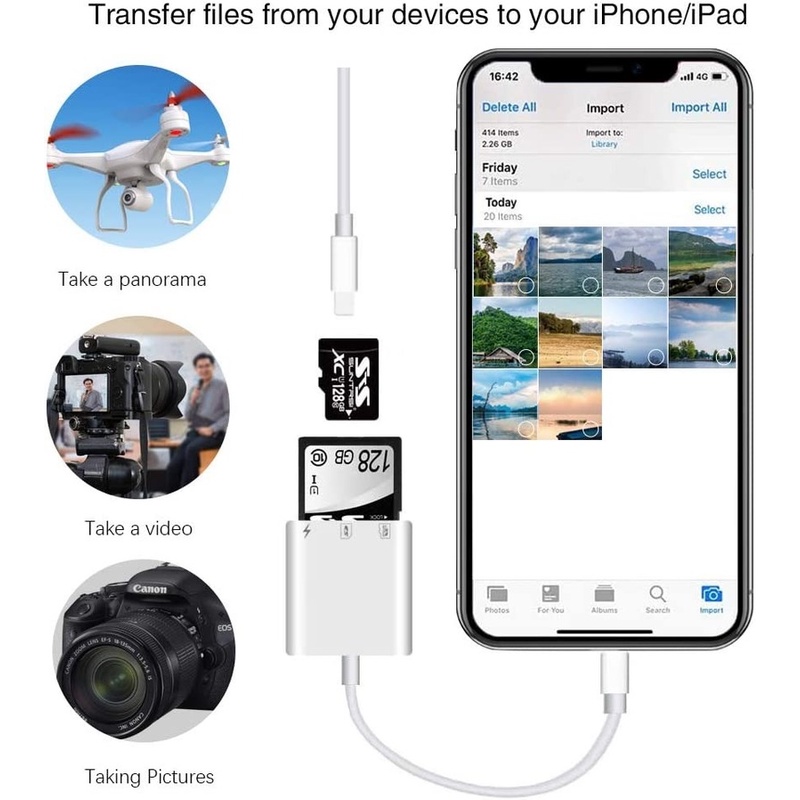 Đầu Đọc Thẻ Nhớ CCLCC SD / micro SD Cho iPhone / iPad / SD