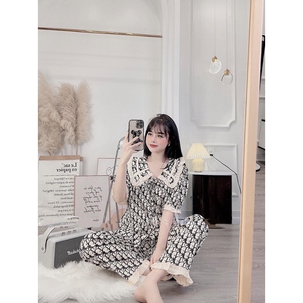 BỘ PIJAMACHẤT ĐŨI HÀN CỔ TIỂU THƯ HÀNG THIẾT KẾ CAO CẤP QUẦN NGỐ