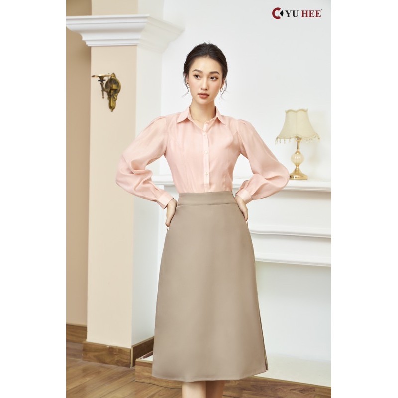Chân váy xòe chữ A chéo nhật trơn qua gối cao cấp YuHee | BigBuy360 - bigbuy360.vn