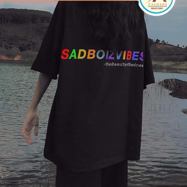 Áo phông tay lỡ sadboiz in chữ 7 màu giá rẻ