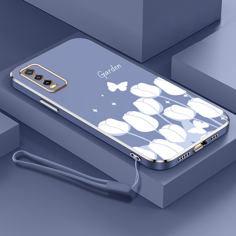 Tulip Ốp Điện Thoại Silicon Mạ Điện Họa Tiết Hoa tulip Cho vivo 2026 y20 2021 y12s 2021 y20s g y20a y12a y20i
