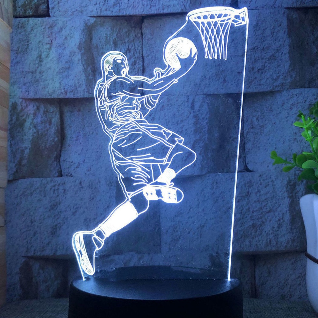 Đèn Ngủ 3D Hình Ngôi Sao Bóng Rổ Điều Khiển Từ Xa Tiện Dụng