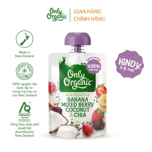 Dinh Dưỡng Ăn Dặm Chuối, Các Loại Dâu, Dừa, Hạt Chia Only Organic 100g