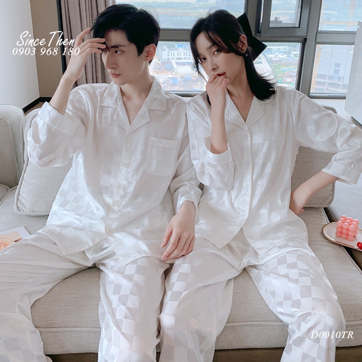 Pijama cặp đôi nam nữ mặc nhà, đồ ngủ đôi lụa dài tay - Since Then