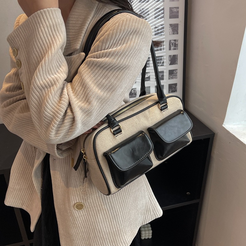 Túi Xách Vải Canvas Thiết Kế Cỡ Lớn Phong Cách Retro Thời Trang Cao Cấp