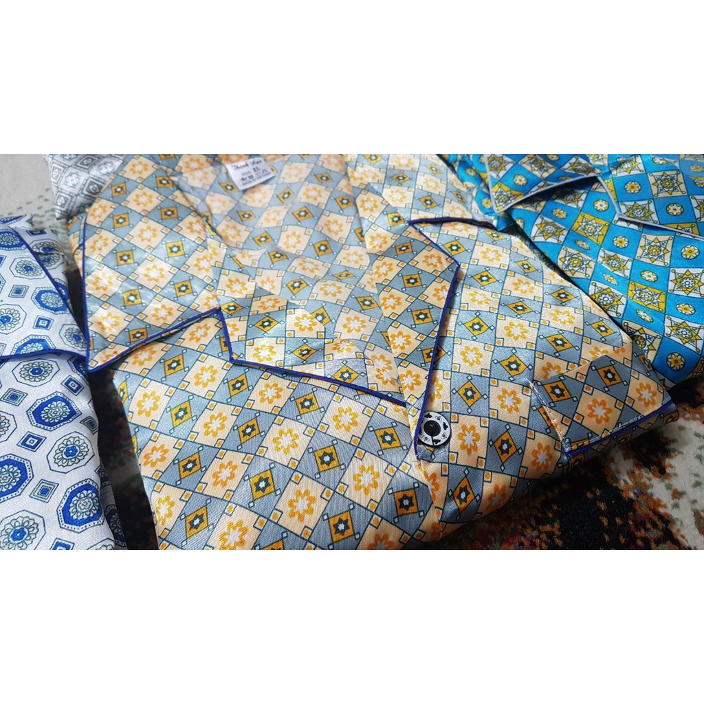 Pijama lụa nam thượng hạng, tay dài trung niên, đủ size M, L, XL, XXL, mặc nhà tiếp khách lịch sự, SHIP TOÀN QUỐC