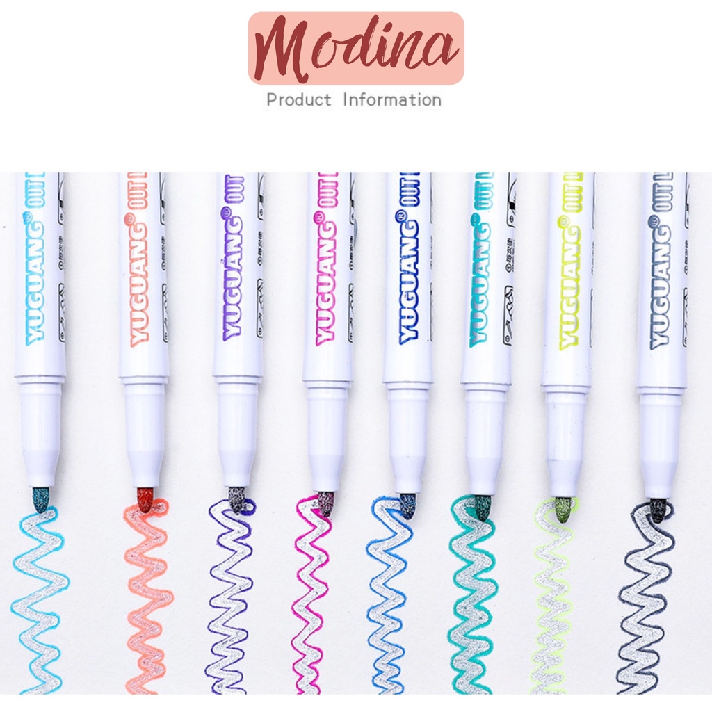 Bút nhũ metallic nhiều màu, bút kim tuyến nhiều màu cao cấp, nét đi mực tạo viền