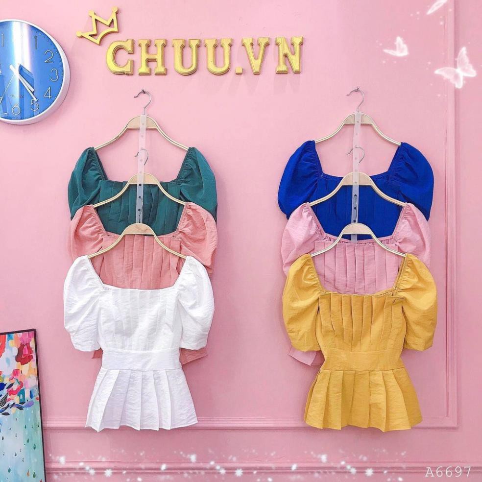 Áo peplum tay phồng che bụng sơ mi kiểu nữ đẹp CHUU A6697 ! ྇