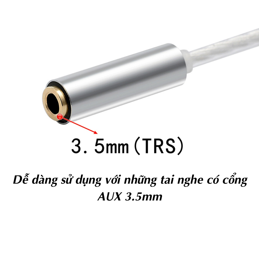 Cáp chuyển Faaeal typeC sang aux 3.5mm, dây mạ bạc, có DAC 32bit 384Khz