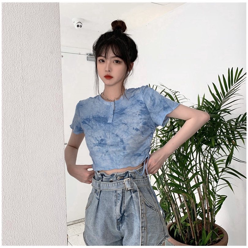 Áo Thun Tay Ngắn Phối Màu Thời Trang Mùa Hè Cho Nữ