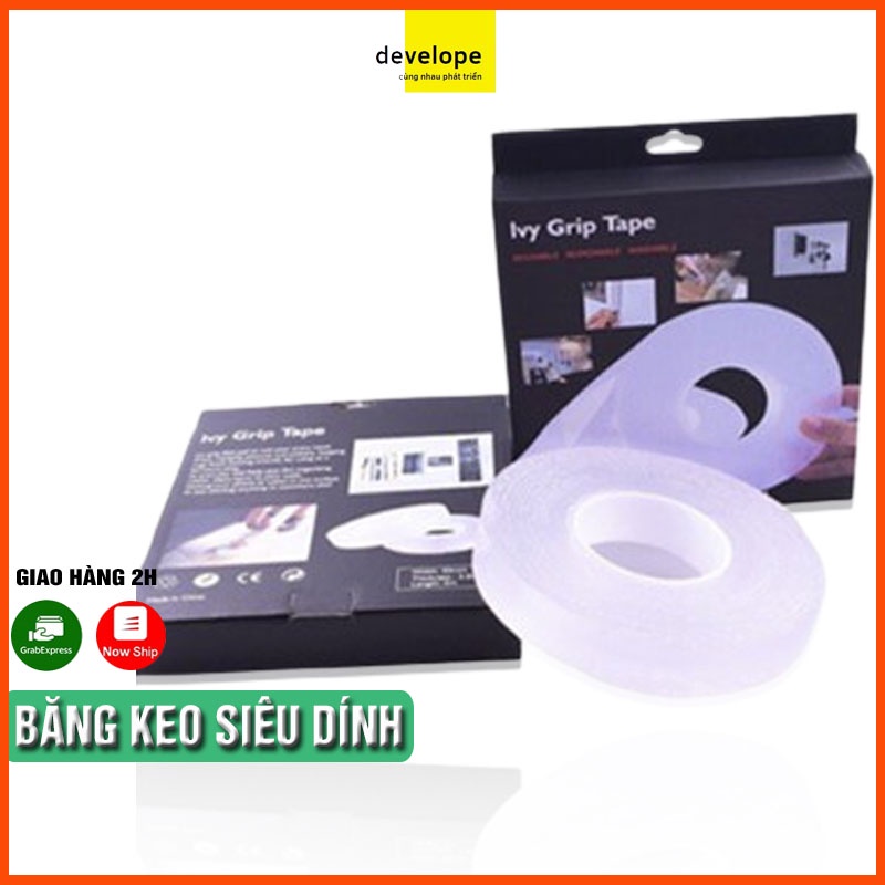 Băng Keo Hai Mặt Dài 1m - 3m - 5m MNS Tape Đa Năng Siêu Dính