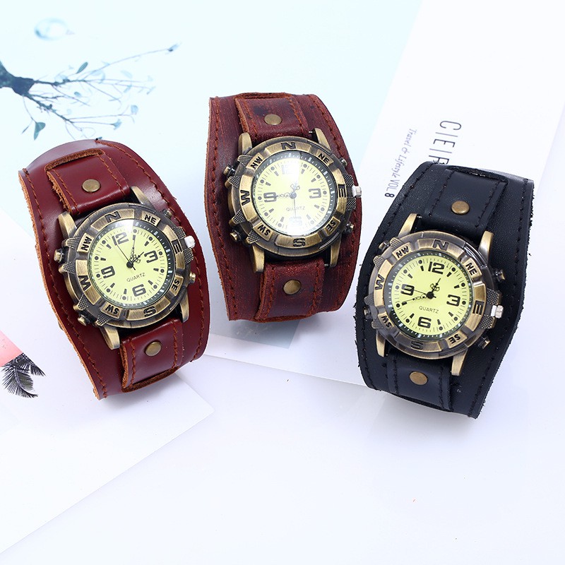 Đồng Hồ Nam Dây Da Bò Mặt 4,5CM Nhiều Màu Lựa Chọn